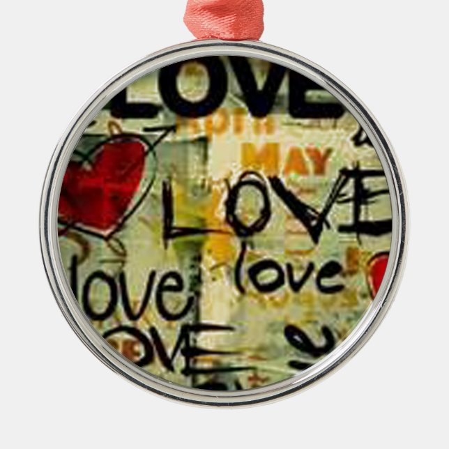 Eine kleine Liebe Graffiti Silbernes Ornament (Vorne)