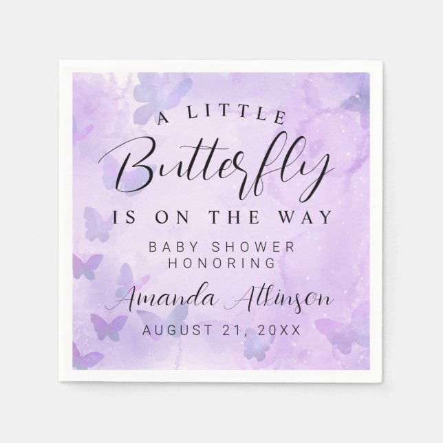 Eine kleine Lila Babydusche Serviette (Vorderseite)