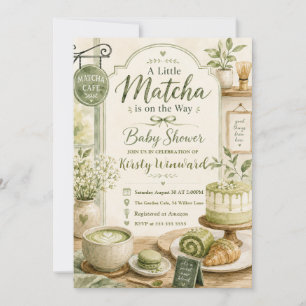 Eine kleine Matcha-Baby-Party naht Einladung