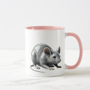 Eine kleine Maus sucht heimlich nach ihrem Essen. Tasse