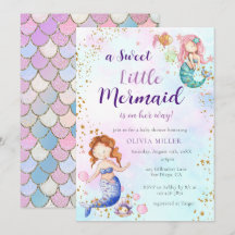 Eine kleine Mermaid-Kinderdusche Einladung