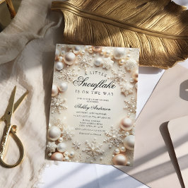 Eine kleine neutrale Babydusche mit Schneeflocken Einladung