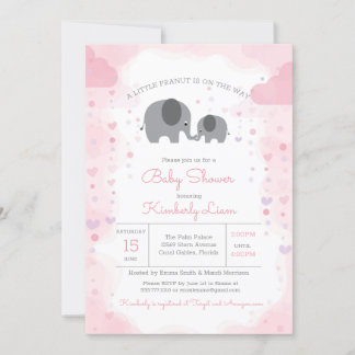 Eine kleine Peanut Elephant Girl Babydusche Einladung