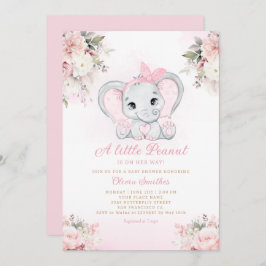 Eine kleine Peanut Floral Elephant Girl Baby Dusch Einladung