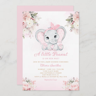 Eine kleine Peanut Floral Elephant Girl Baby Dusch Einladung