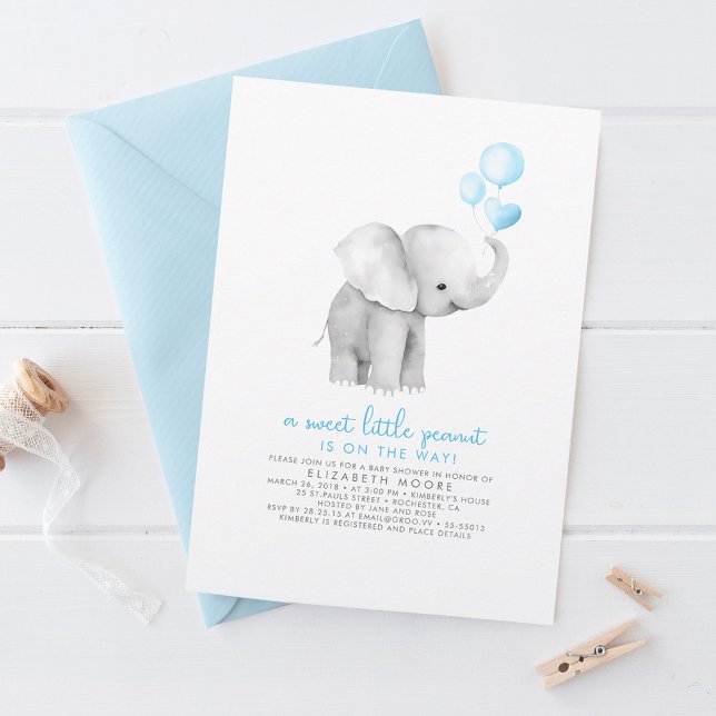 Eine kleine Peanut Sweet Baby Elephant Babydusche Einladung (Von Creator hochgeladen)