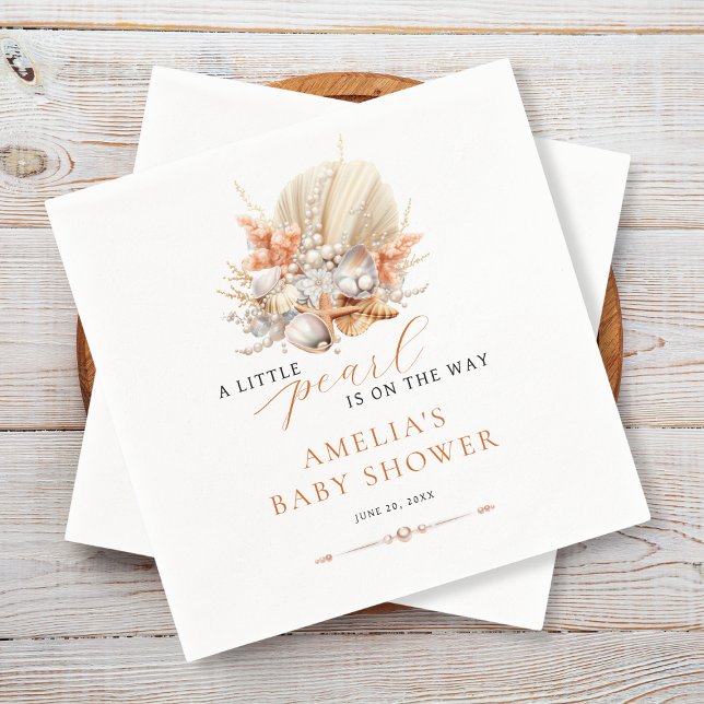 Eine kleine Pearl Coastal Pearl Baby Dusche Napkin Serviette (Von Creator hochgeladen)