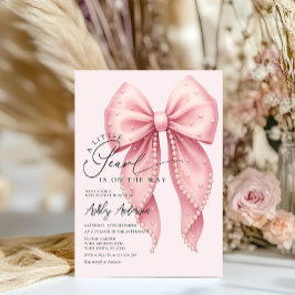 Eine kleine Perle ist auf dem Weg Pink Bow Baby Du Einladung