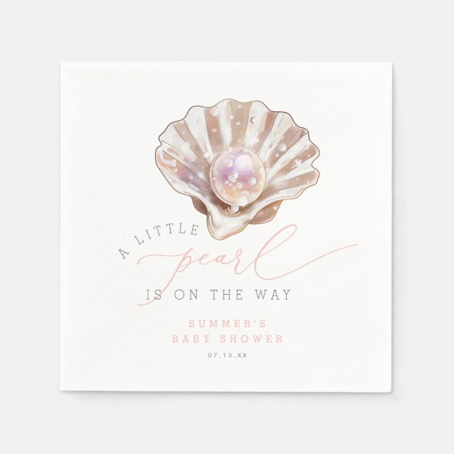 Eine kleine Perle ist auf dem Weg zur Babydusche Serviette (Vorderseite)