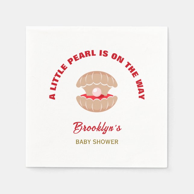 Eine kleine Perle ist auf dem Weg zur Seashell Bab Serviette (Vorderseite)