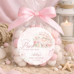 Eine kleine Perle unter dem Meer Baby Shower Runder Aufkleber