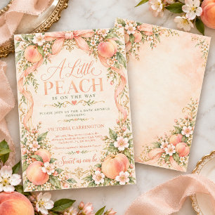 Eine kleine Pfirsich-Vintage-Baby-Party Einladung