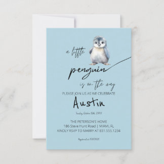 Eine kleine Pinguin-Babydusche Einladung