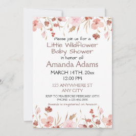 Eine kleine Pink-Wildblume-Girl-Babydusche Einladung