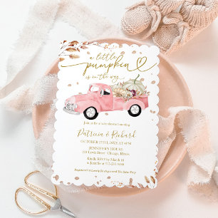 Eine kleine pinke Kürbislastwagen-Fall-Girl-Baby-P Einladung