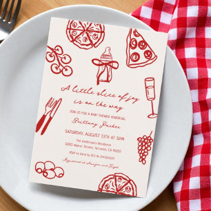 Eine kleine Pizza-Slice Themed Baby-Dusche Einladung
