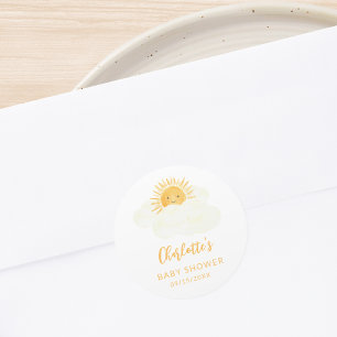 Eine kleine Portion Sonnenschein Baby-Party Runder Aufkleber