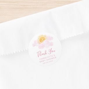 Eine kleine Portion Sonnenschein Baby Shower Danke Runder Aufkleber