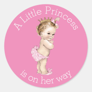 Eine kleine Princess Baby Dusche pink Runder Aufkleber