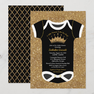 Eine kleine Princess Black & Royal Gold Baby Dusch Einladung