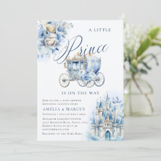 Eine kleine Prinz königliche blaue Babyparty-Einla Einladung