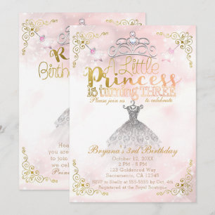 Eine kleine Prinzessin, die 3. Geburtstag Party ma Einladung