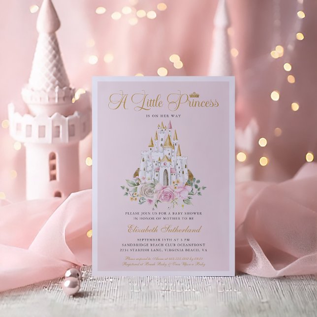 Eine kleine Prinzessin ist auf ihrem Weg Mädchen B Einladung (A Little Princess is on Her Way - Girl Baby Shower Invitation)