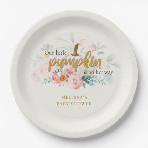 Eine kleine Puffkindusche mit Pink-Blütenmädchen Pappteller