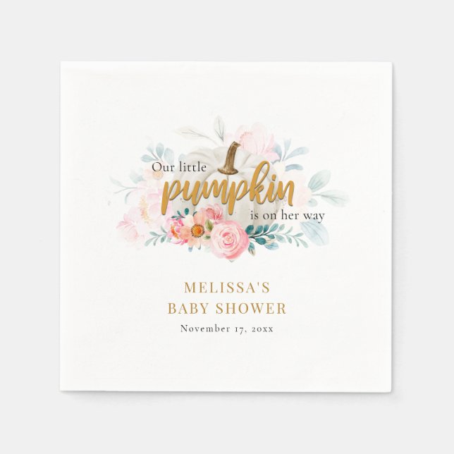 Eine kleine Puffkindusche mit Pink-Blütenmädchen Serviette (Vorderseite)