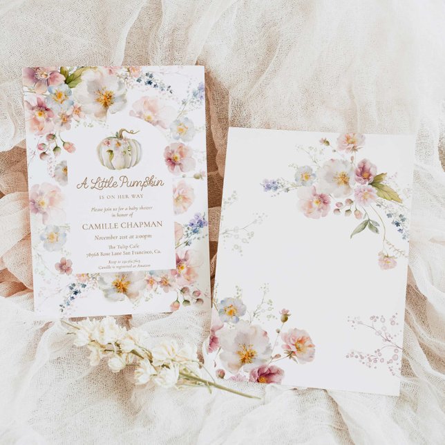Eine kleine Pumkin Floral Girl Babydusche Einladung (Von Creator hochgeladen)