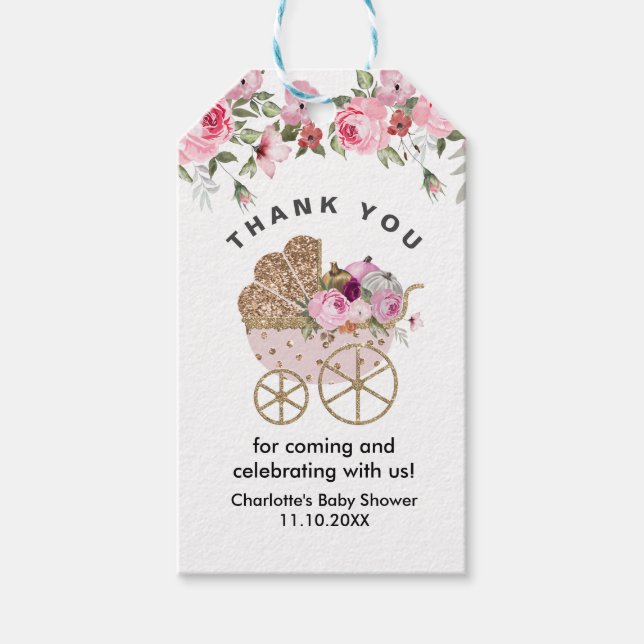 Eine kleine Pumkin Girl Babydusche Geschenkanhänger (Vorderseite)