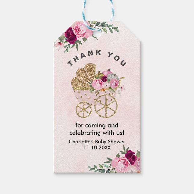 Eine kleine Pumkin Girl Babydusche Geschenkanhänger (Vorderseite)