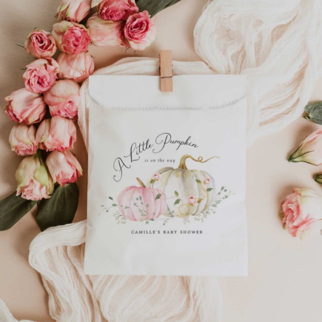 Eine kleine Pumkin Girl Babydusche Geschenktütchen (Fall Pink Pumpkin Baby Girl Favor Bag)