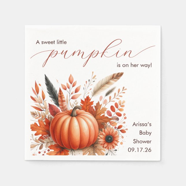 Eine kleine Pumpkin Autumn Baby Dusche Serviette (Vorderseite)