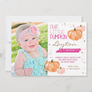 Eine kleine Pumpkin Birthday Einladungskarte Einladung