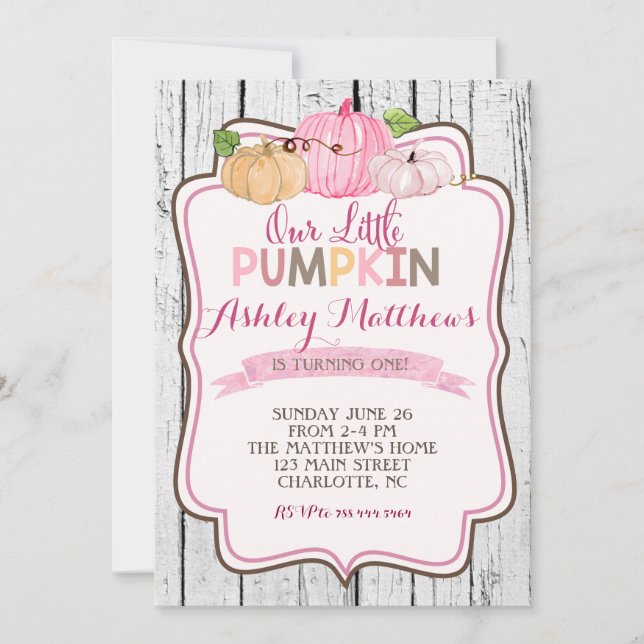 Eine kleine Pumpkin-BIRTHDAY-Party Einladung (Vorderseite)