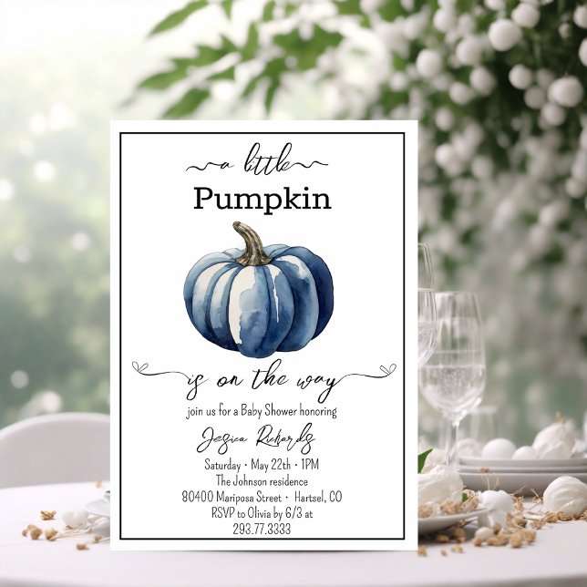 Eine kleine Pumpkin Blue Baby Dusche Einladung (Von Creator hochgeladen)