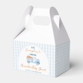 Eine kleine Pumpkin Blue Truck Gingham Baby Dusche Geschenkschachtel