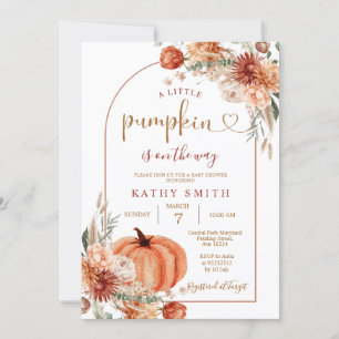 Eine kleine Pumpkin Boho Arch Fall Blume Babydusch Einladung
