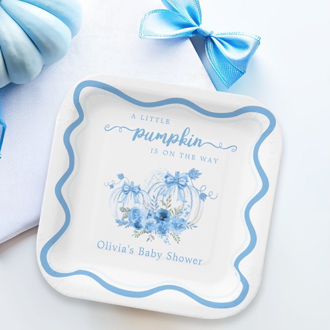 Eine kleine Pumpkin Bow Wave Frame Baby Dusche Pappteller (Von Creator hochgeladen)