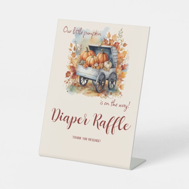 Eine kleine Pumpkin Fall Baby Dusche | Gender Neut Sockelschild (Vorderseite)