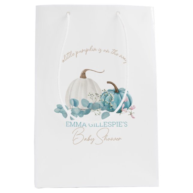 Eine kleine Pumpkin Fall Baby Dusche Mittlere Geschenktüte (Vorderseite)