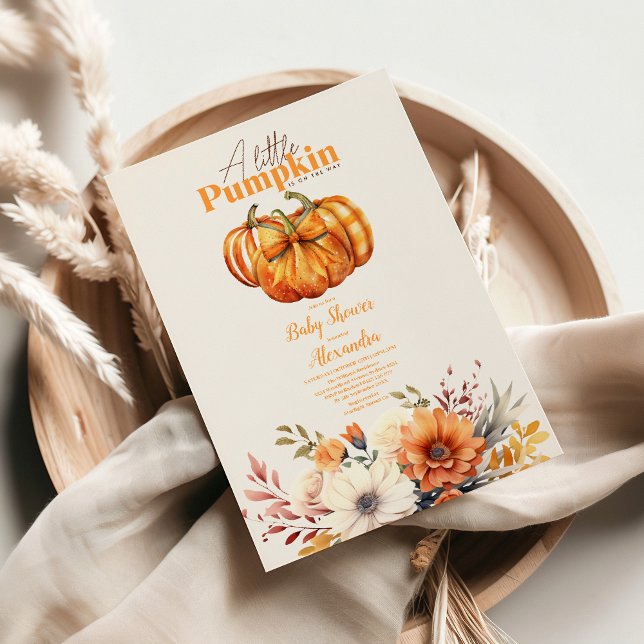 Eine kleine Pumpkin Fall Floral Baby Dusche Einladung (Von Creator hochgeladen)