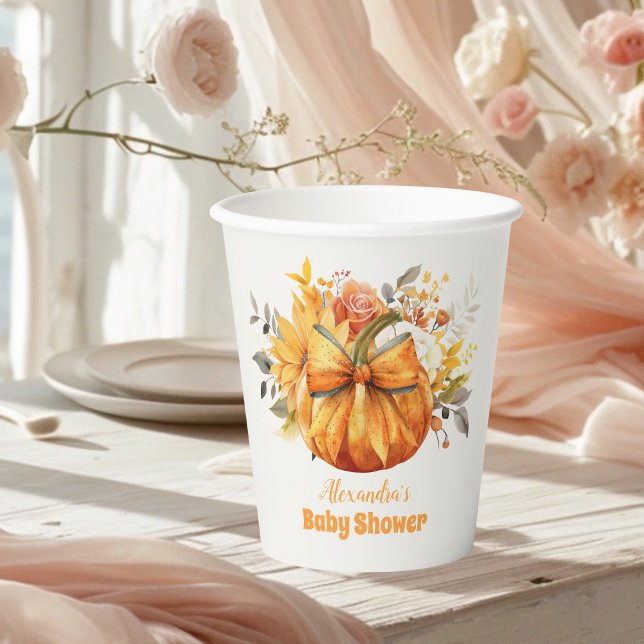 Eine kleine Pumpkin Fall Floral Baby Dusche Pappbecher (Von Creator hochgeladen)