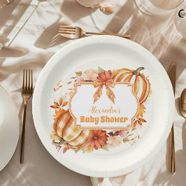 Eine kleine Pumpkin Fall Floral Baby Dusche Pappteller