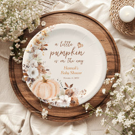 Eine kleine Pumpkin Floral Baby Dusche Pappteller