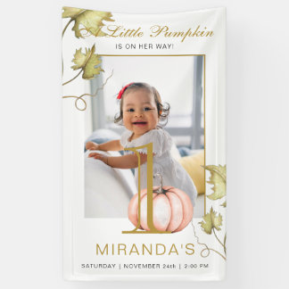 Eine kleine Pumpkin Foto erste Geburtstagsparty Banner