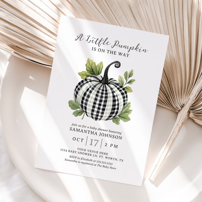 Eine kleine Pumpkin Gingham Baby Dusche Einladung (Von Creator hochgeladen)