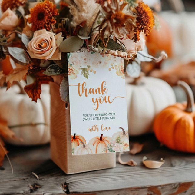 Eine kleine Pumpkin Herbst Babydusche Geschenkanhänger (Von Creator hochgeladen)