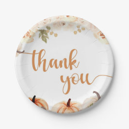 Eine kleine Pumpkin Herbst Babydusche Pappteller